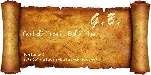 Gulácsi Béla névjegykártya